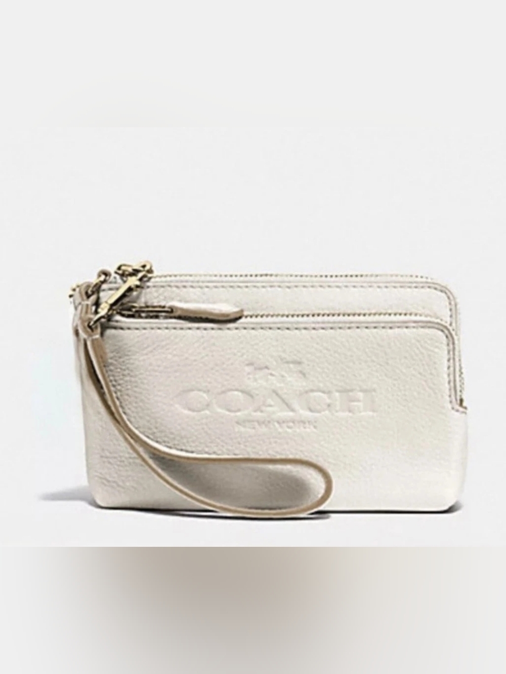 Coach Pebble Leather Double Corner Zip Wristlet (Style F52556)